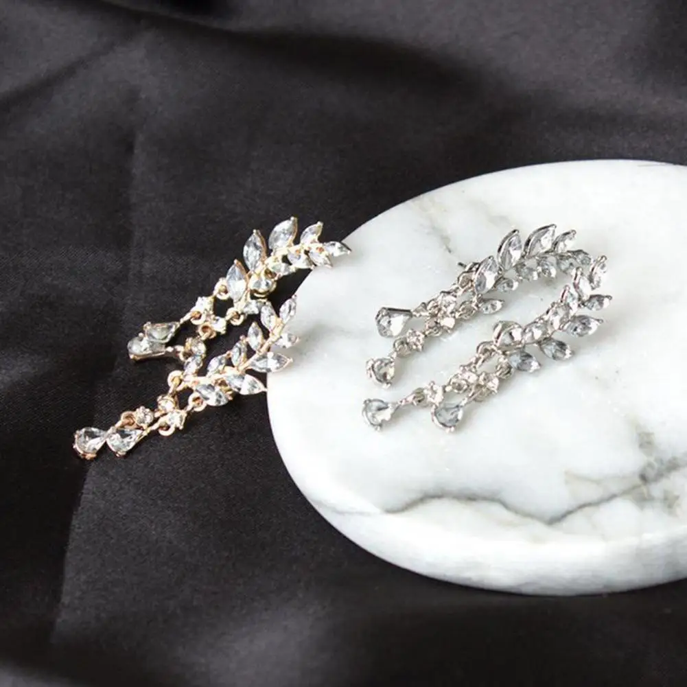 

Rhinestone Ear Cuff Elegant Women Ear Studs Stud for Dating Earrings Leaf Drop Ear Cuffs for Dating