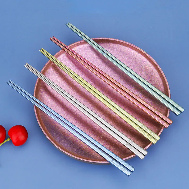 

Pure Titanium Chopsticks Color Home Outdoor Titanium Alloy Rainbow Picnic Camping Kitchen Health and Environmental Protection