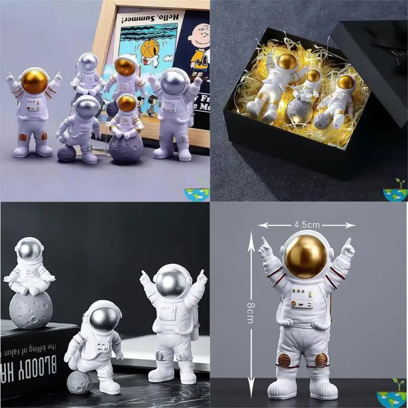 

3pc/Set Astronaut Figurines With Box Resin Statue Creative Spaceman Sculpture Desktop Decor Valentines Kids Toy Gift Home Decor