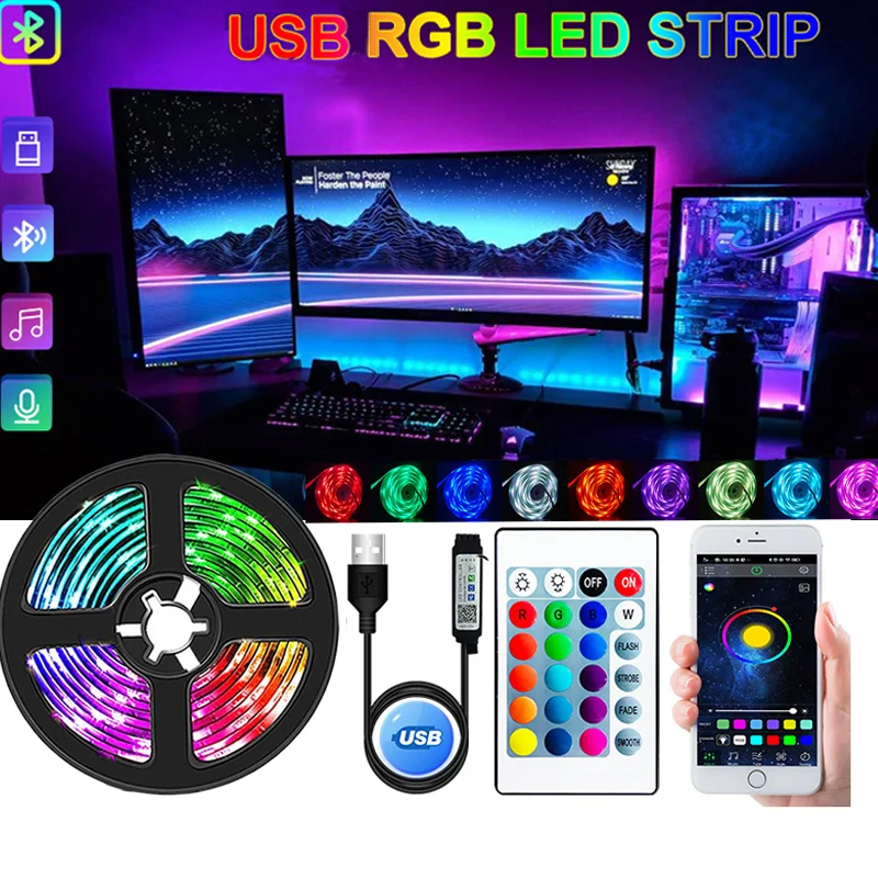 Светодиодная лента USB Bluetooth RGB светильник в гибкая светодиодная для подсветильник