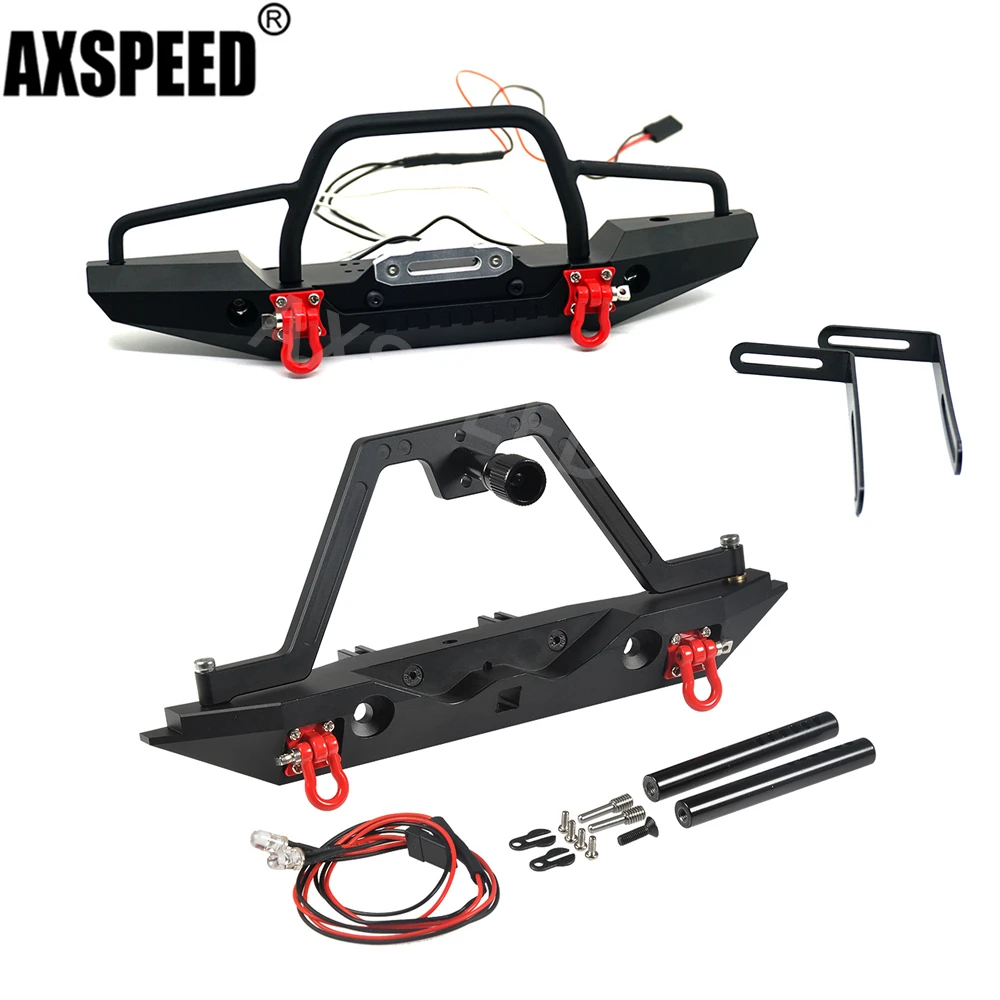 

AXSPEED Metal Front Rear Bumper with Winch Mount & LED Lights Set for 1/10 Traxxas TRX-4 TRX4 RC Crawler Car Upgrade Parts