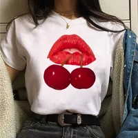 fruit and lips print t shirt fashion women t shirt summer short sleeve tops female harajuku tee shirts 90s girls tops t shirt