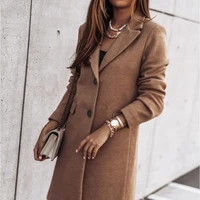 two button slim woolen coat with suit collar womens clothing 2022 autumn and winter casual long sleeved button woolen coat
