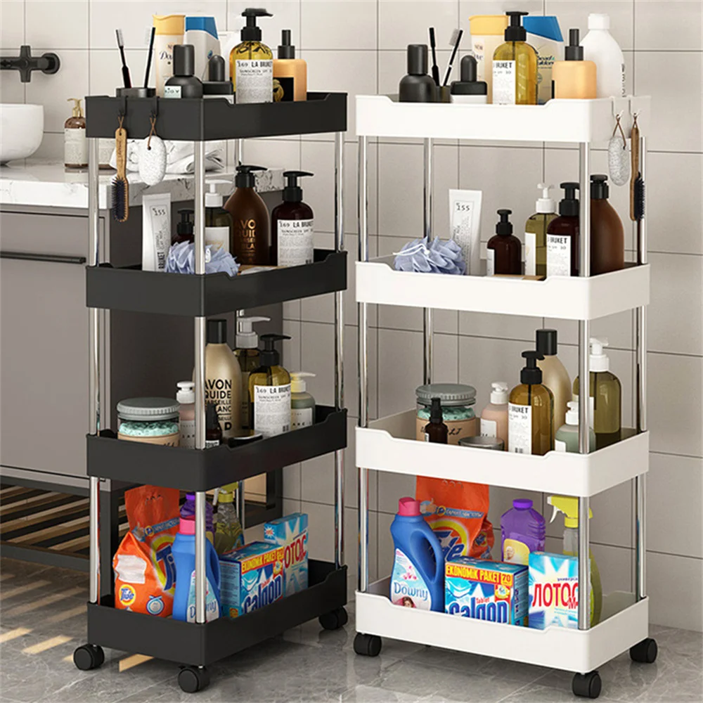 

Organizer Tier Gap Shelf Rack Storage Utility Bathroom Rolling Rack Storage Kitchen 3/4 Shelf Cart Slide Livingroom Movable Slim