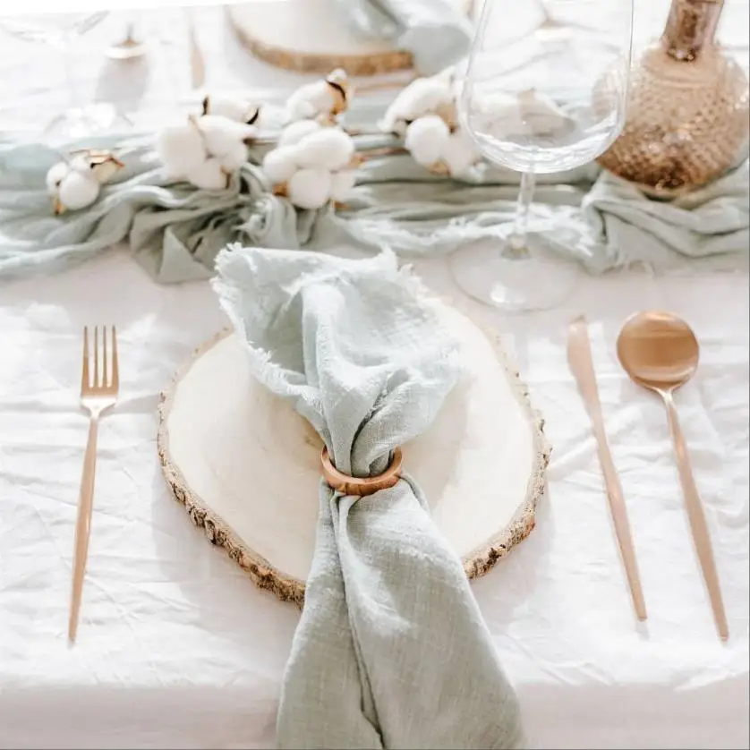 

6PCS 42X42CM Customized Retro Burr Napkin,Cotton Gauze Wedding Kitchen Tea Towel,Dinner Table Rustic Decor Dining Place Mats