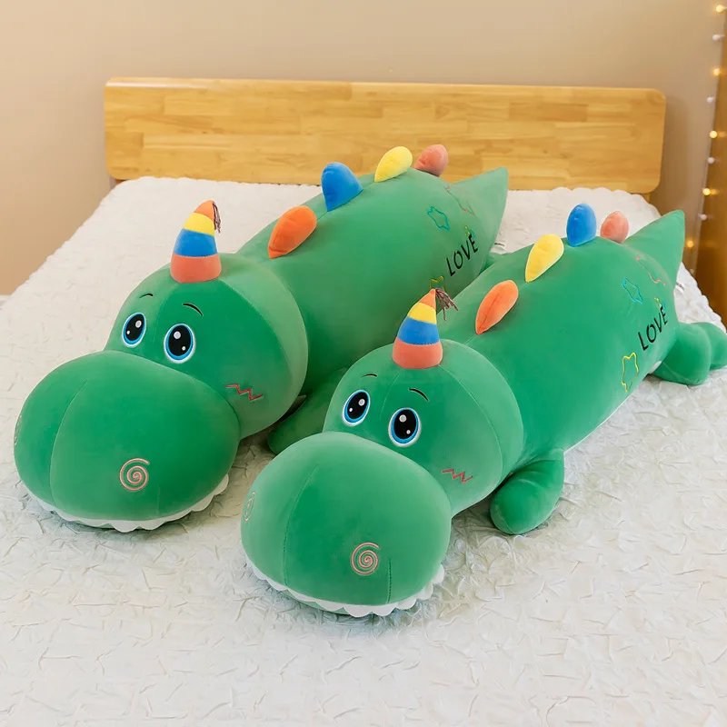 

Большая мягкая длинная подушка Zqswkl 90/110/130 см, цветная плюшевая игрушка динозавр в положении лежа, Рождественская кукла, подарок для девочек ...