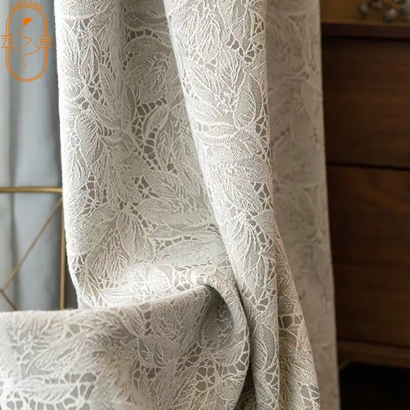 Blackout Curtains for Living Room Bedroom Japanese Style Simple Style Literary Lace Curtains  Left and Right Biparting Open
