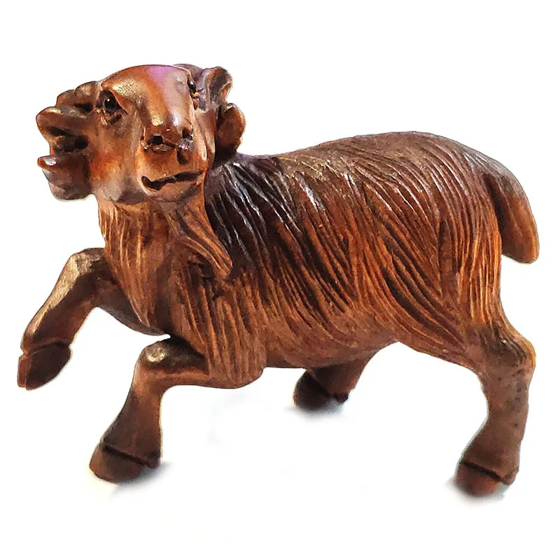 

Y8158 - 20 лет, 2 дюйма, резная вручную Японская статуэтка из ящика и сетки-Коза