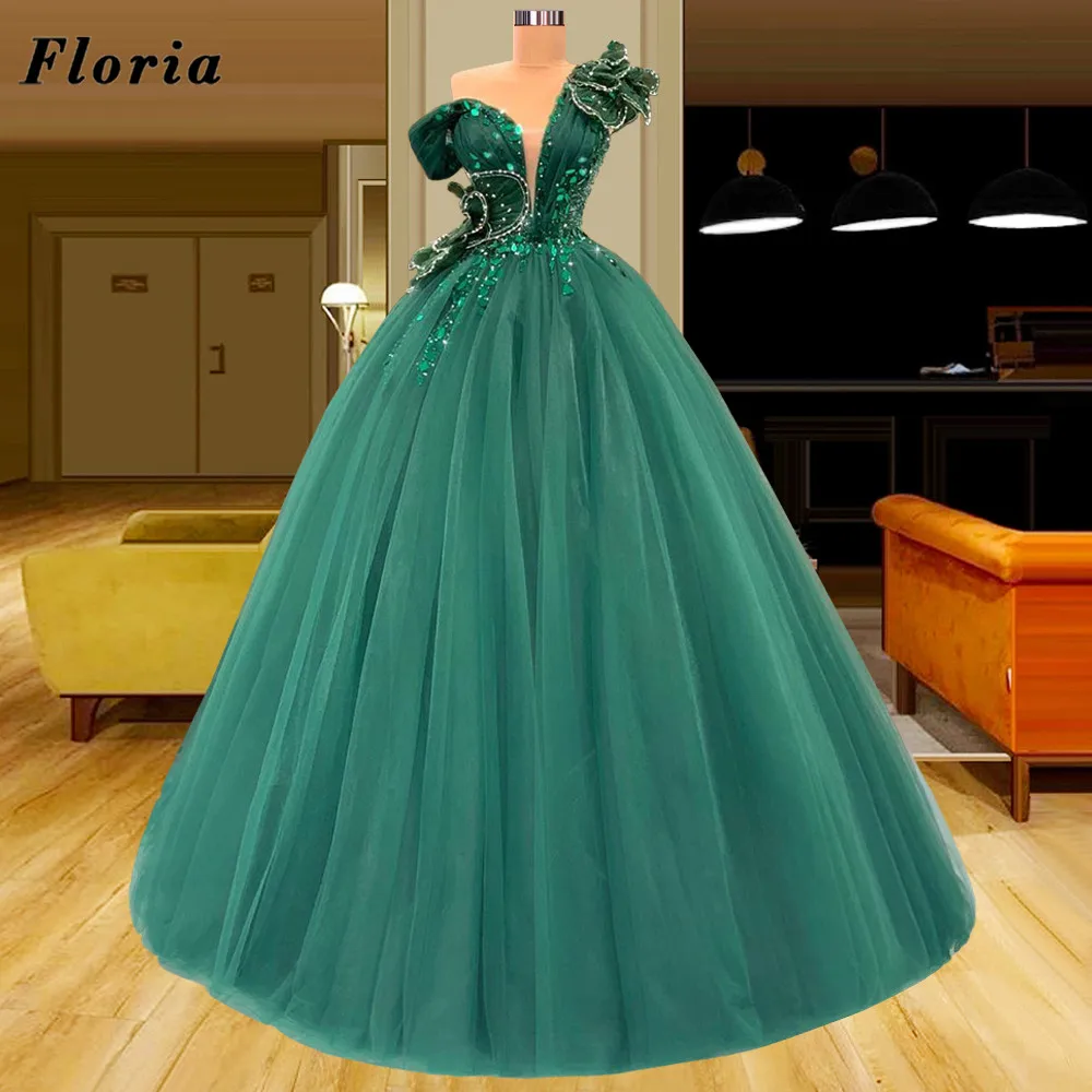 

Изумрудно-зеленые платья Floria с открытыми плечами для выпускного вечера, женское платье для свадебной вечеринки, модные пышные вечерние платья Дубая, 2022