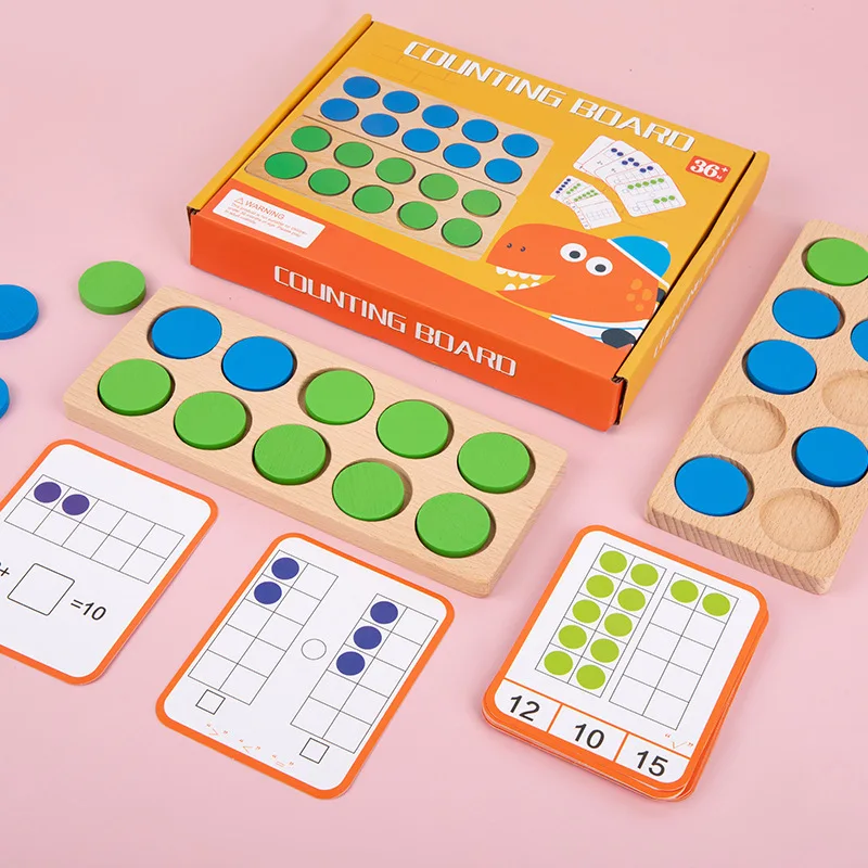

Wooden Montessori Ten-Frame Math Toys Preschool Children Math Number Sense Counters Enlightenment Kids Early Educational Games