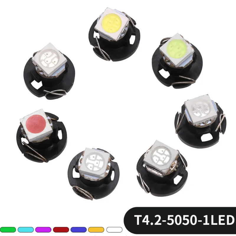

50pcs T4.2 T4.7 Led Bulb Canbus 5050SMD Car Interior Light Indicator Wedge Dashboard Warming Instrument Lamp 12V Auto