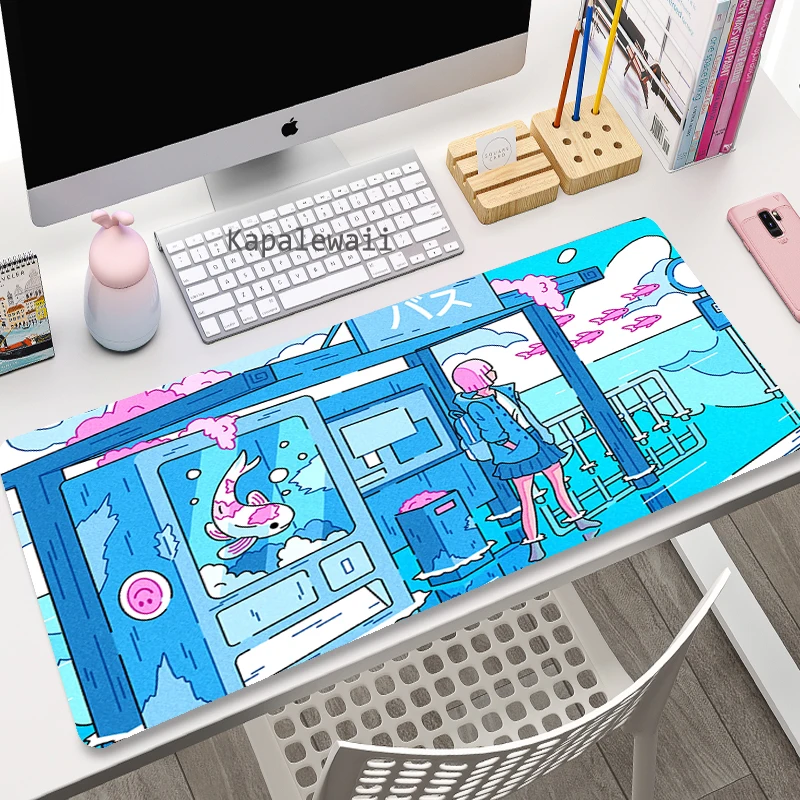 Pixel City Art Computer Mouse Pad Gaming MousePad Gamer Large Mouse Pad Pink Mause Carpet PC Desk Play Mat Keyboard Desk Mat