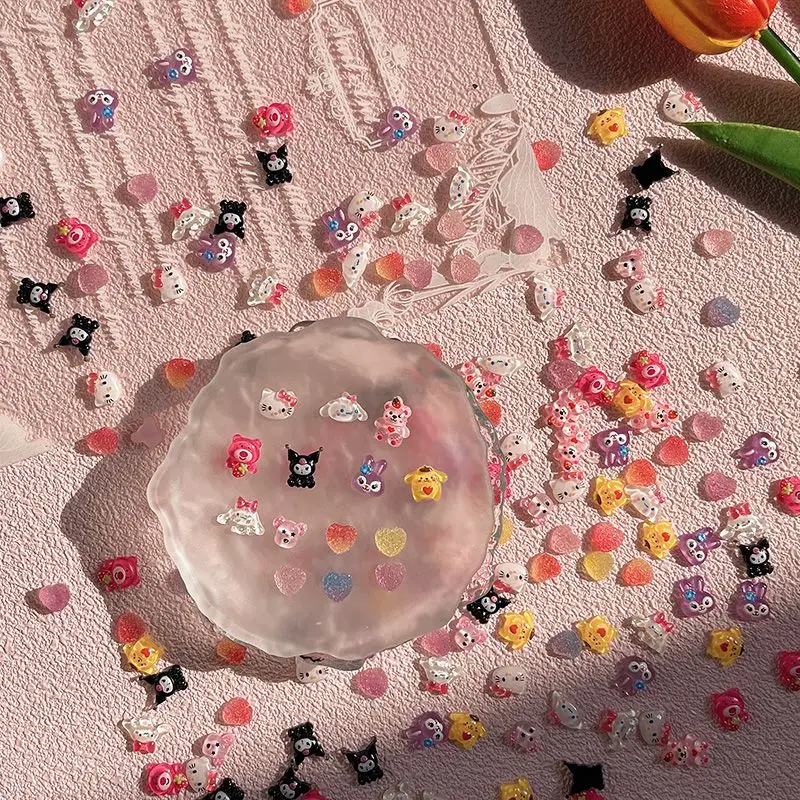 

Мультяшный Hello Kitty Cinnamorol Kuromi Sanrio маникюрный аксессуар новый стиль мини милый трехмерный маникюрный Декор для девочек