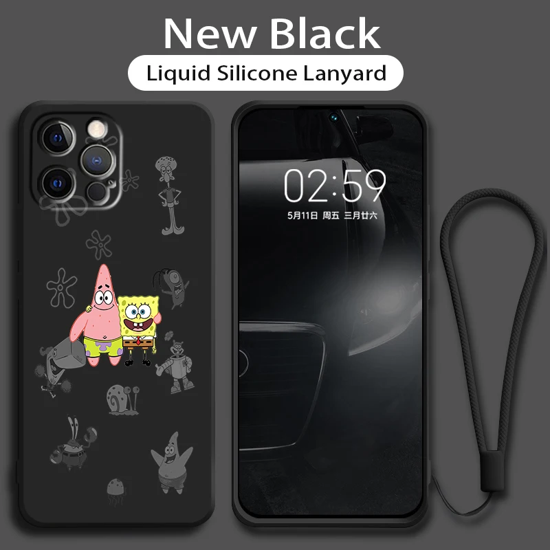 

Spongebob Cute Best Friends Case For Apple iPhone 14 13 12 Mini 11 Pro XS MAX XR X 8 7 SE Plus Liquid Rope Phone Cover Shell