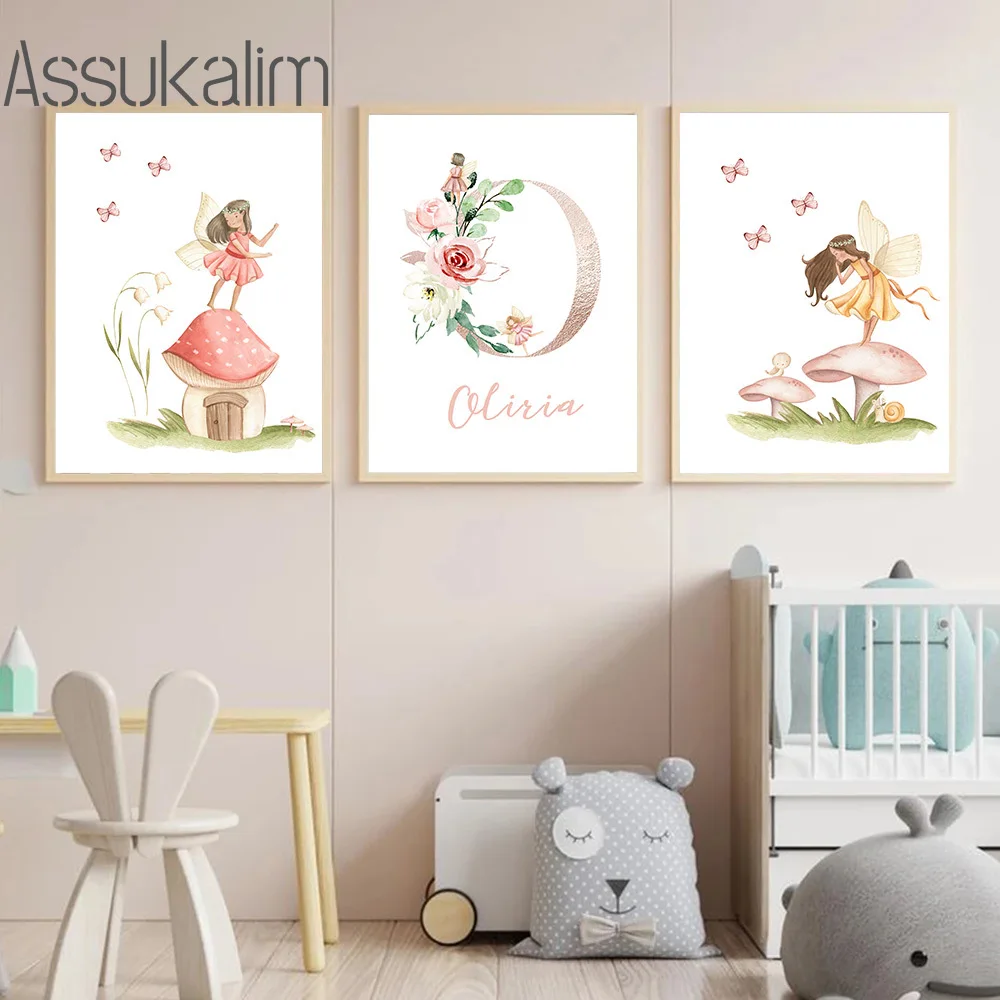 Цветочная сказочная Настенная картина плакат с именем на заказ плакаты