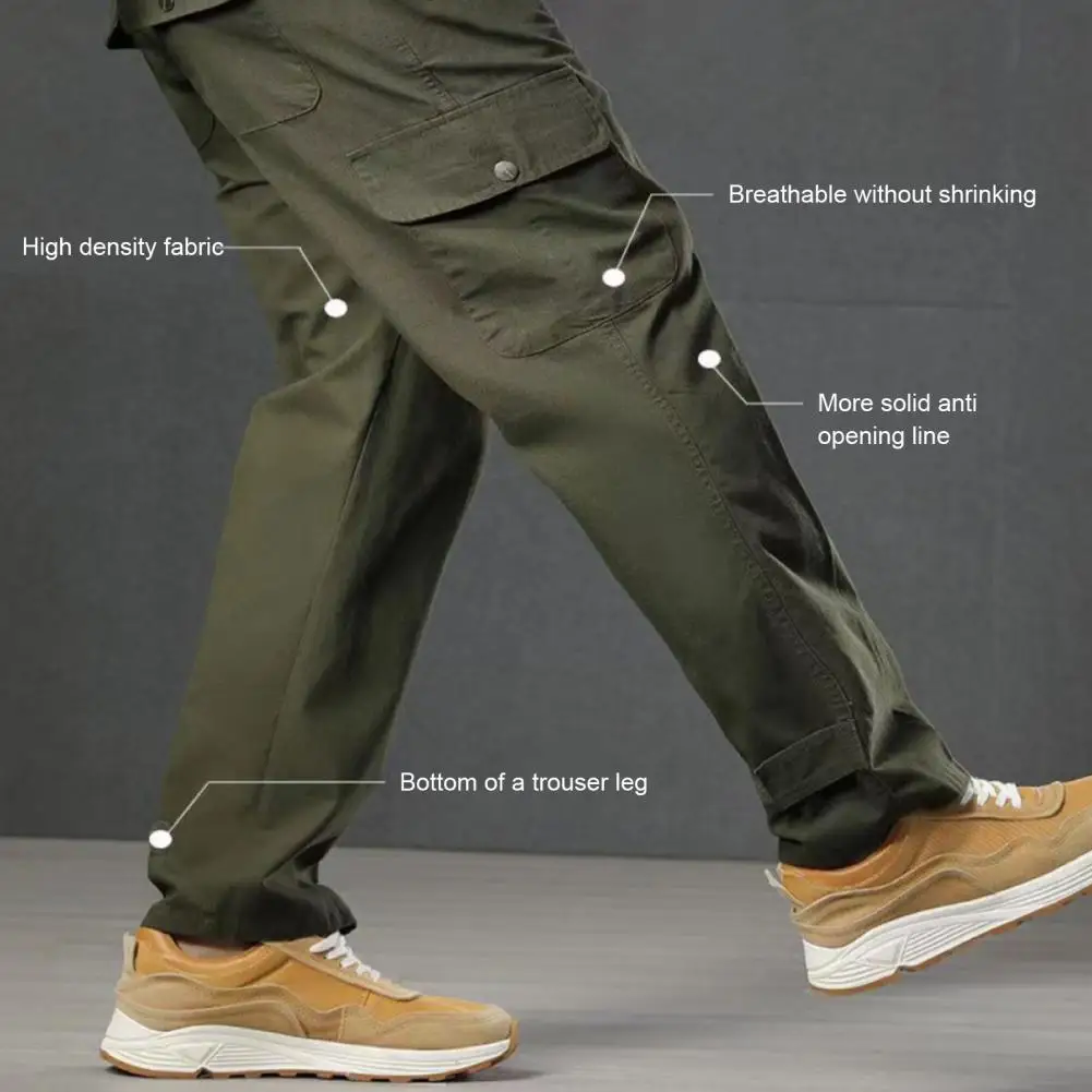

Men Pants All Match Men Overall Zipper Closure Mid Waist Cargo Pants