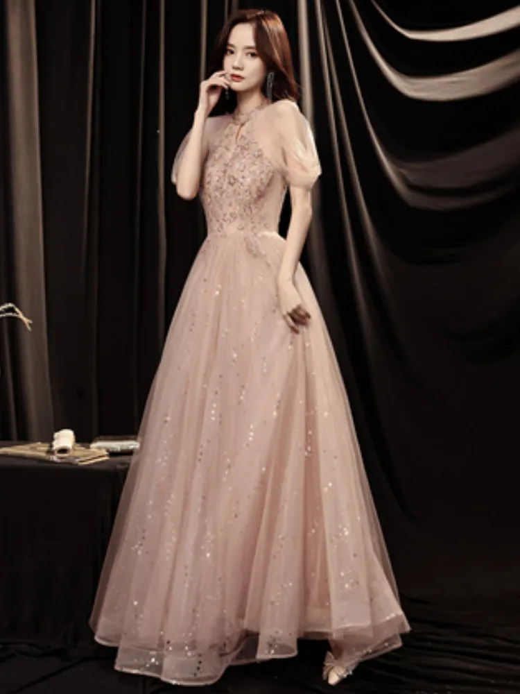 Sexy Fairy Celebrity Host Dress Wedding Bridesmaid Gown Appliques Sequined Tulle Prom Gowns For Graduation Party Vestidos De