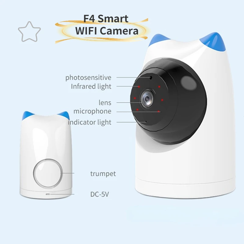 

F4 Smart Life Wi-Fi камера 1080P HD Ночное Видение Поддержка стандартного расстояния мониторинг гуманоидной тревоги Push-уведомления