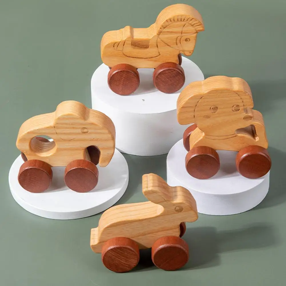

Beech Wood Building Blocks Car Baby Inertial Trolley Animal Kids Gift Cartoon Birthday Truck Toys Education Cognitive Monte J6c3