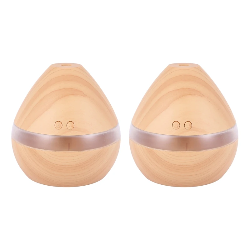 

2X Aromatherapy Essential Oil Diffuser 300Ml Wood Grain Aroma Diffuser with Timer Cool Mist Humidifier, Light Color