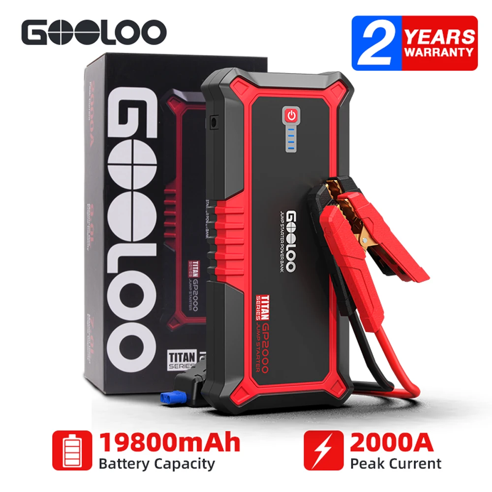 Gooloo 19800mah Portátil Power Bank 2000a ir para Iniciantes Dispositivo Carregador de Carro Acampamento 12v Bateria Impulsionador Fonte Alimentação Emergência