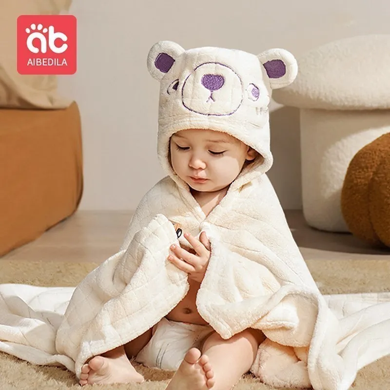 Детский банный халат AIBEDILA, детское косметическое полотенце с капюшоном, банные халаты, высококачественные товары для душа, уход за новорожд...