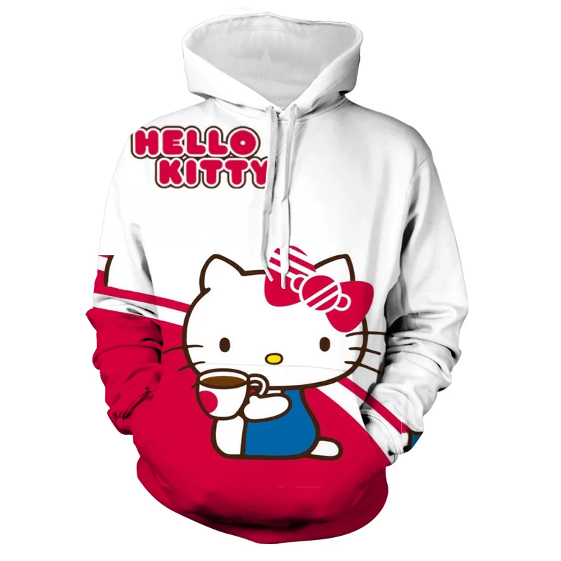 

Женская толстовка с капюшоном Hello Kitty с японским мультяшным городом Женская Весенняя Толстовка 2022