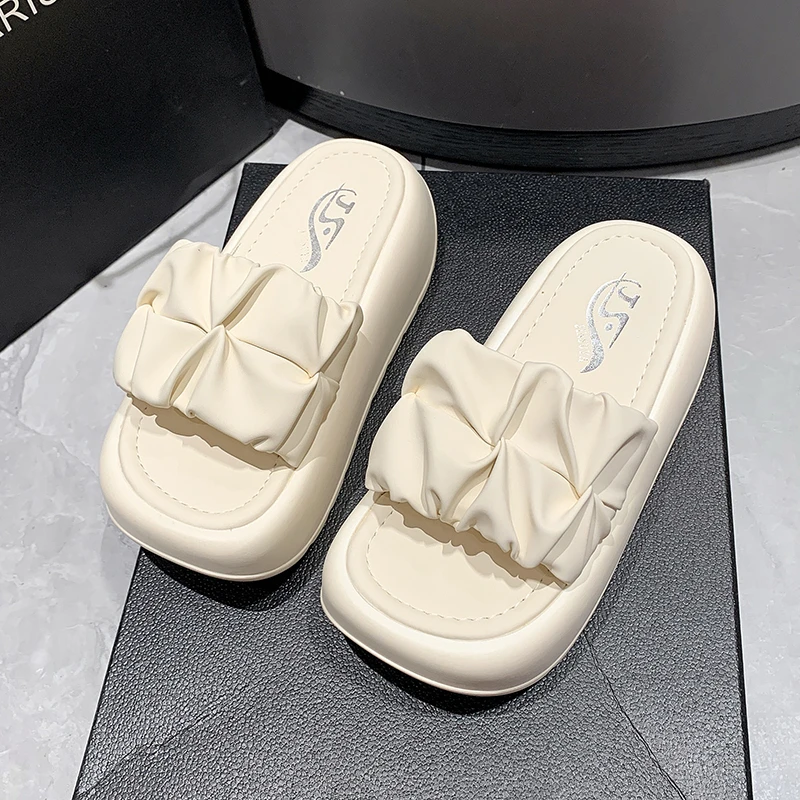 6CM Wedge Heels Sandals Women Summer Slides Chunky Platform Slippers for Woman Thick Bottom Slip-on Gladiator Sandalias Mujer