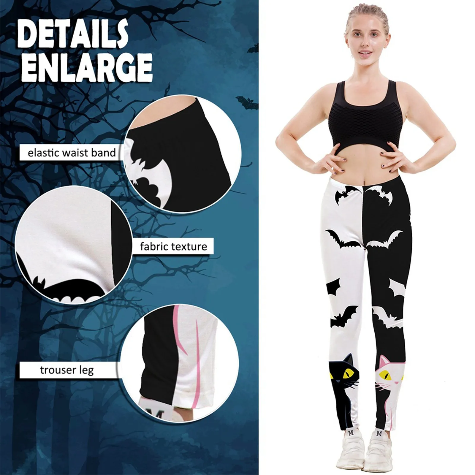 

Womens Casual Elastic High Waist Halloween Costume Print Cropped Yoga Tights