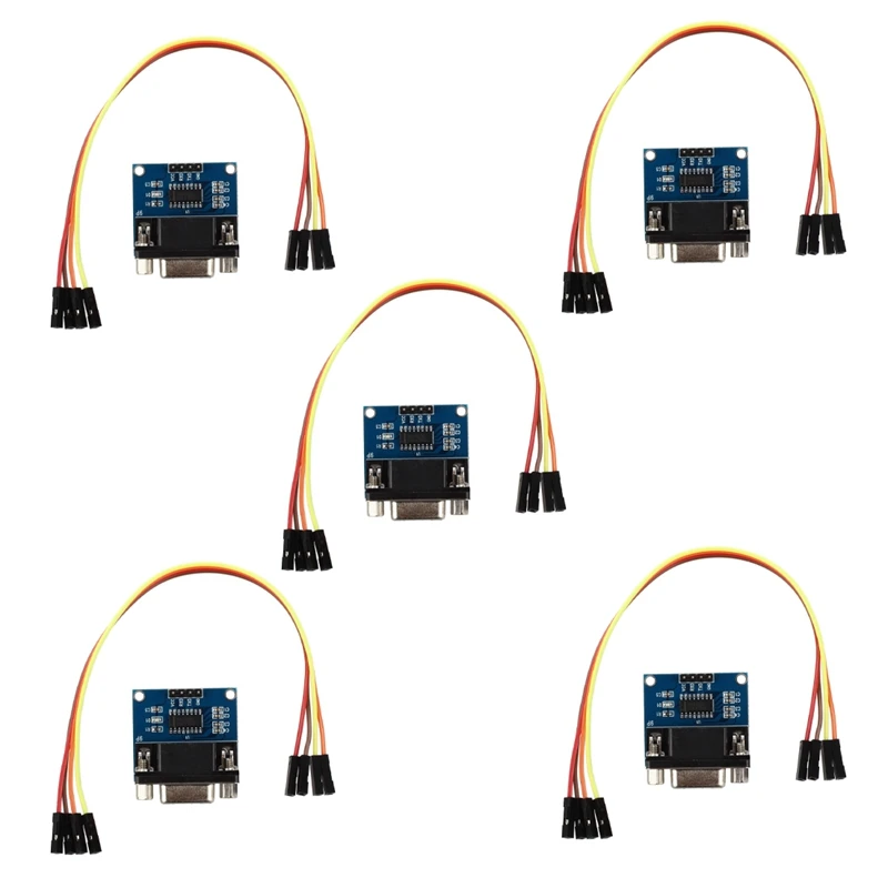 

5X MAX3232 RS232 Serial Port To TTL Converter Module DB9 Connector With 20 Jump Cables