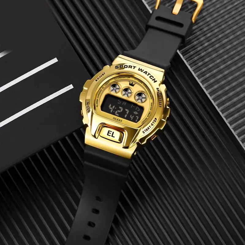 Часы наручные мужские с цифровым циферблатом брендовые многофункциональные