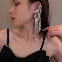 yamega new long tassel rhinestones asymmetry earrings water drop luxury crystal dangle earrings for women statement jewelry gift