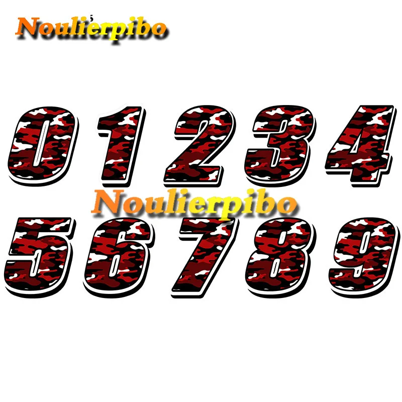 

Tide Brand Camouflage Digital Sticker Racer Arabic Digital Personality Die Cut Decal 0-9 Motorcycle Helmet PVC Vinyl Sticker