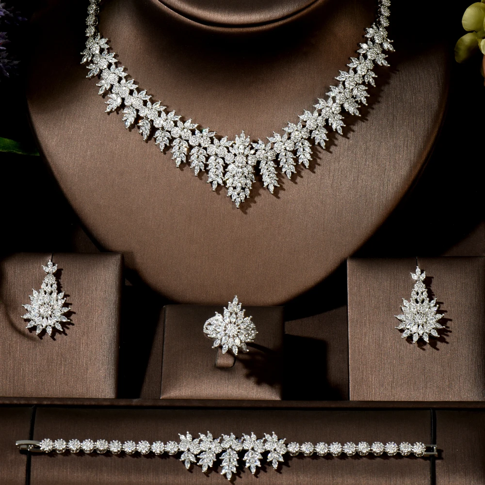 Fashion Fashion Luxury Micro CZ Pave Full Jewelry Sets For Women Bridal Wedding Accessories Jewelry Gifts Wholesale Price N-1486