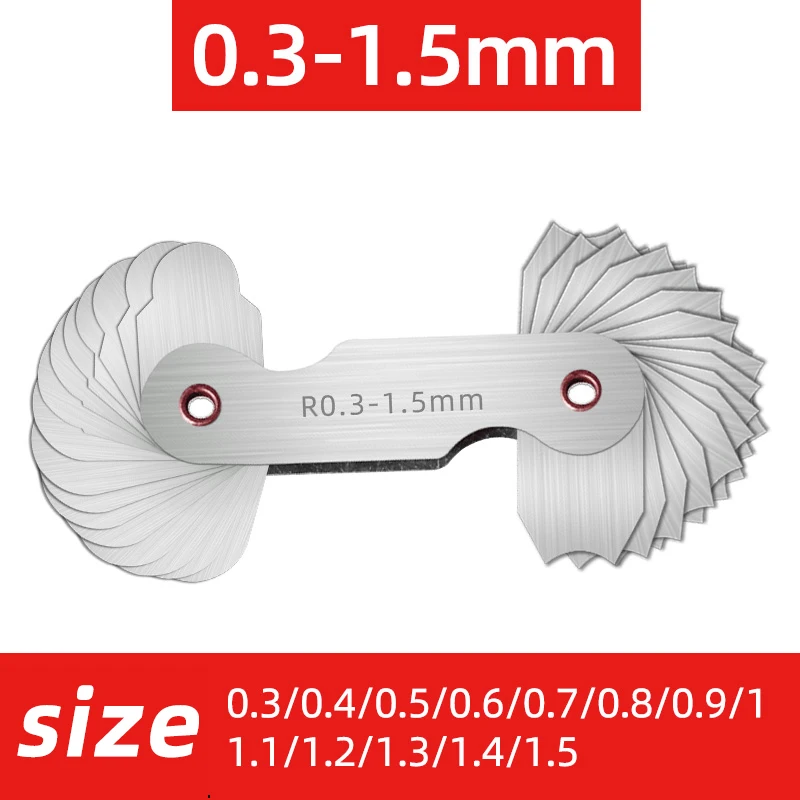 

Шаблон радиуса R Калибровая пластина Внешняя и внутренняя вогнутая выпуклая заделка Набор измерительных инструментов R1-80 для сварки