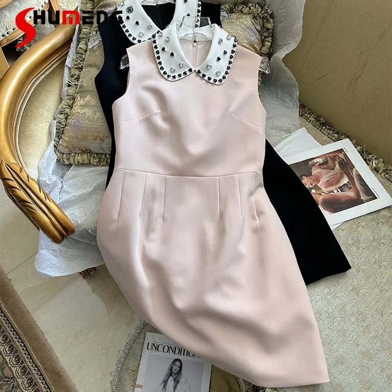 

Женское модное платье выше колена, милое облегающее платье-трапеция без рукавов с кукольным воротником, весна-лето 2023