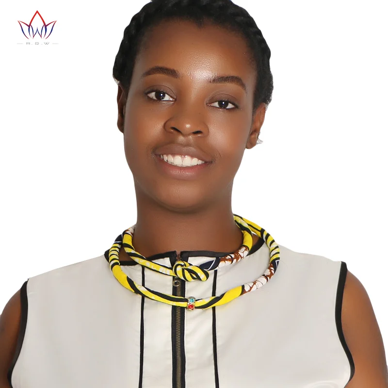 

BRW 2022 New Design Colorful African Wax Print Double Layer Beads Choker Necklaces For Women Rope Chain Weave Necklace WYB12