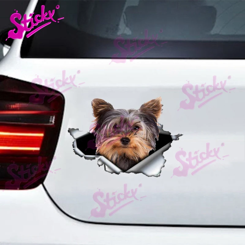 STICKY 3D Yorkshire Terrier Personality Sticker Torn Metal Decal Animal Car Stickers Window Bumper Pet Dog | Автомобили и