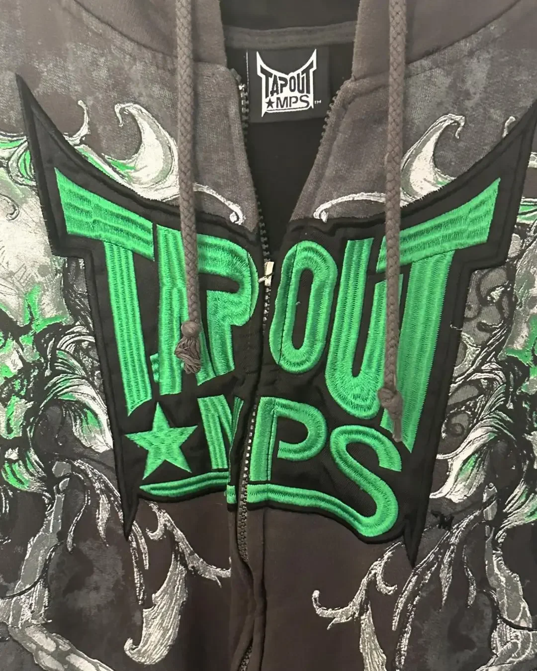 Хип-хоп зеленый Tapout графическая толстовка на молнии Y2k женская мужская