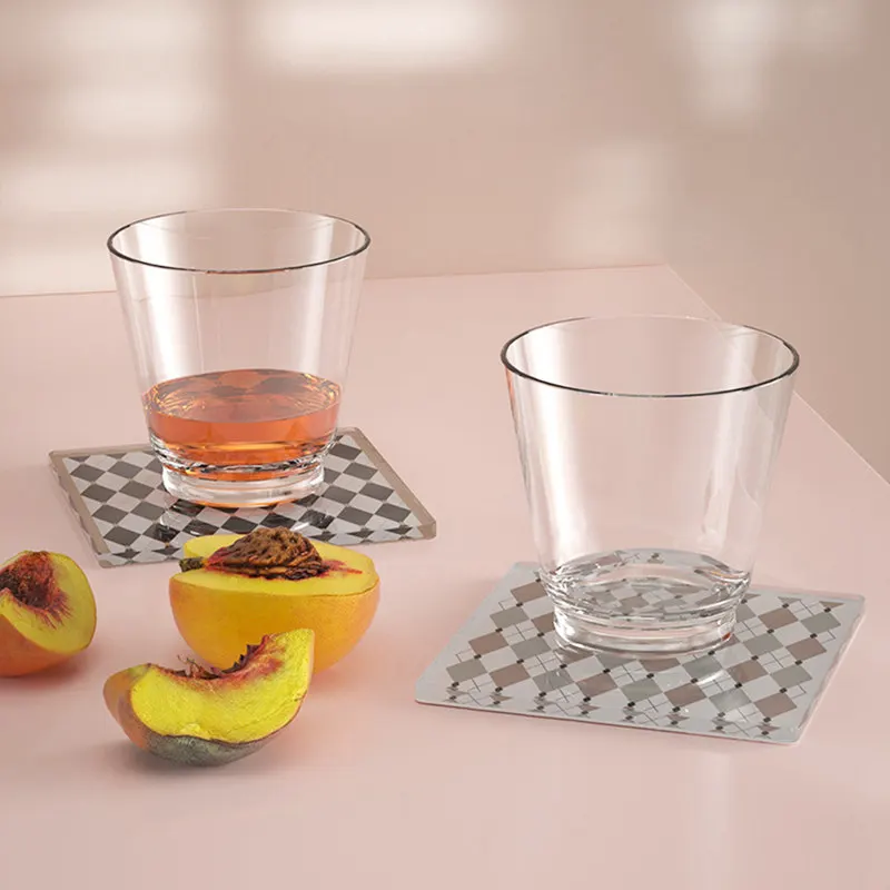 

Square Coaster Acrylic Cup Mat Thickening Heat Insulation Bowl Pad Dining Table Decoration for Home Living Room Restaurant Cafe