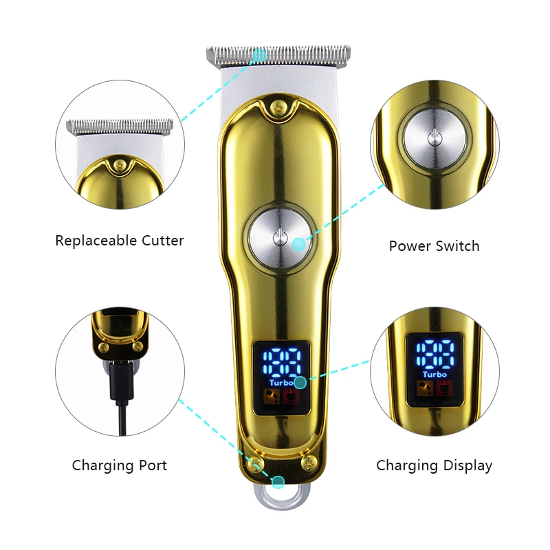 

Металлический корпус перезаряжаемый электрический триммер для волос с гравировкой Женская Парикмахерская профессиональная электрическа...