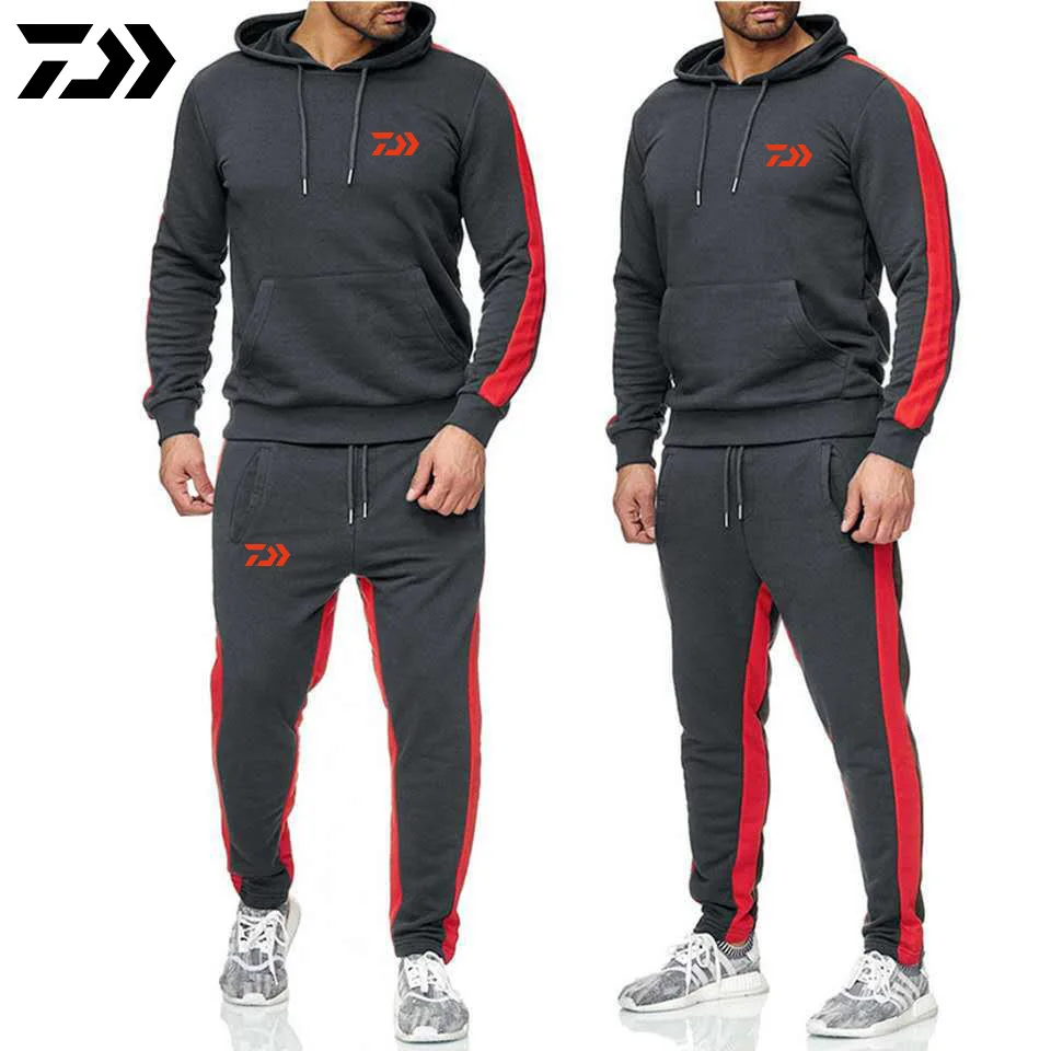 

Daiwa Autumn Winter Fishing Suit Cotton Outdoor Camping Hiking Sport Set Patchwork Clothes Fishing Hoodies Pants Suit