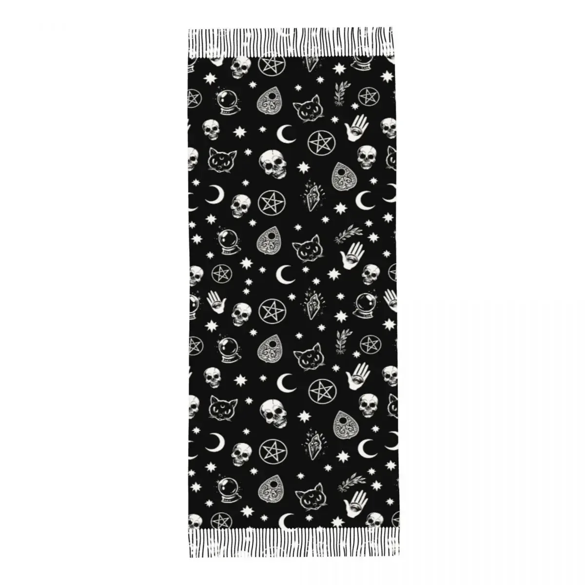 Шарф с принтом ведьмы на заказ готический шарф черепом Хэллоуин женские и