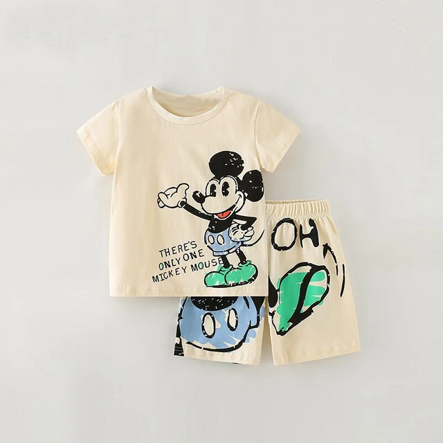 Disney Mickey Cartoon Printing Clothes Suit For Kids Infant Fashion Baby Child Girl Boy Pajamas Sleepwear Clothings Set Brand 1