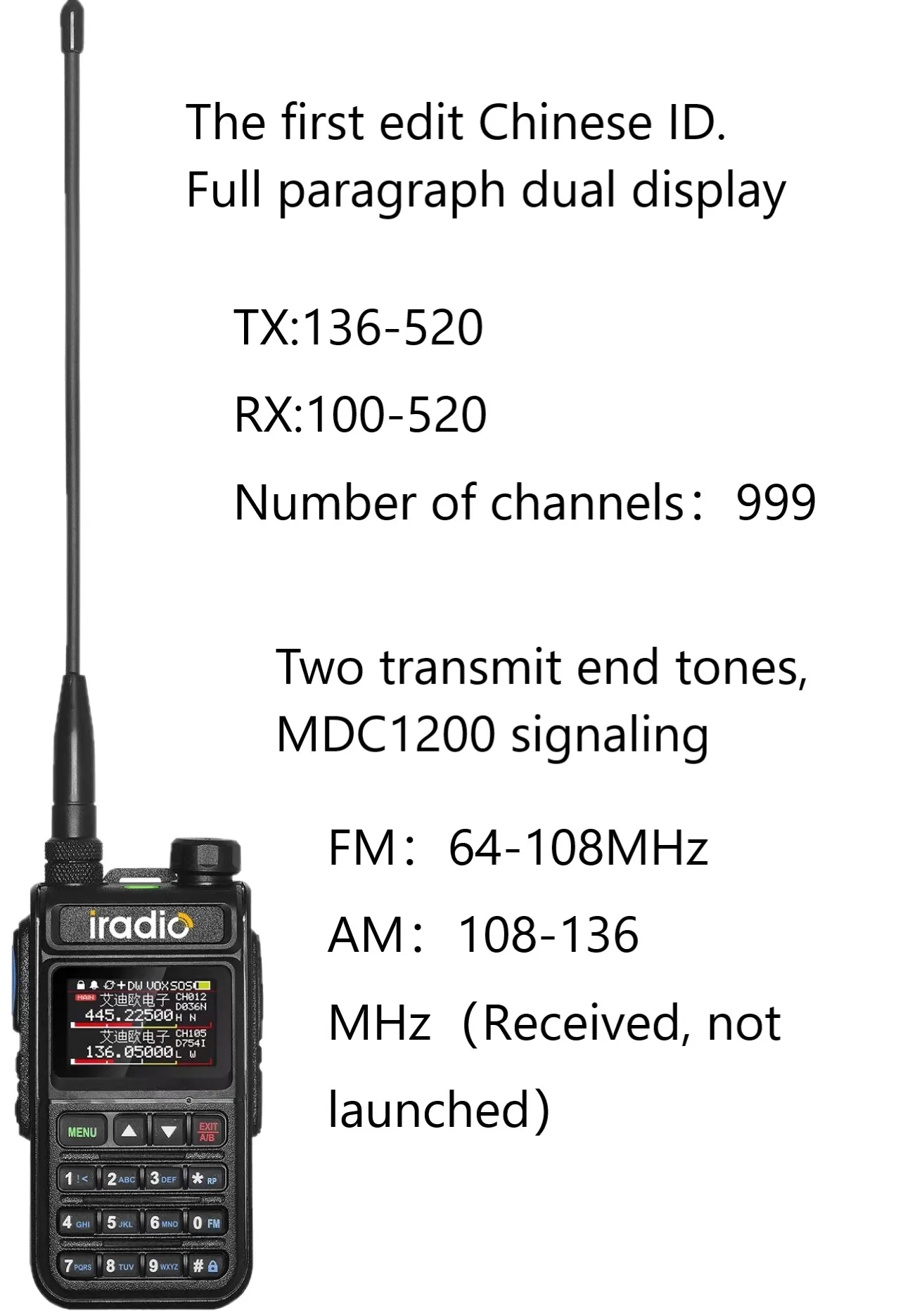 iradio UV-5118plus Walkie Talkie  baofeng Quad-band High Power CB Radio Vhf Uhf CB Ham Radio Upgraded of UV-5118plus Radio6.5