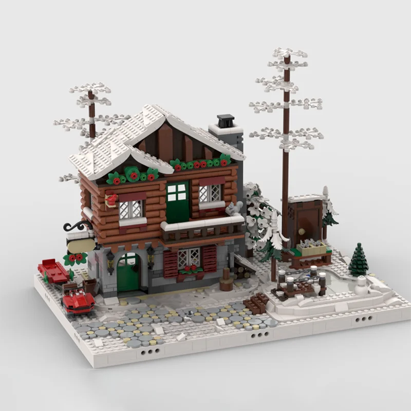 Фото 610 деталей MOC «Зимняя деревня» - Декоративная модель «Альпийский домик» - Конструктор из строительных блоков - Рождественский подарок - Развивающий конструктор №2