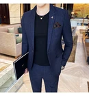 (Блейзер + брюки), новинка 2022, мужские костюмы, модный эксклюзивный повседневный деловой костюм в полоску, свадебное платье для жениха, смокинг, мужской официальный костюм