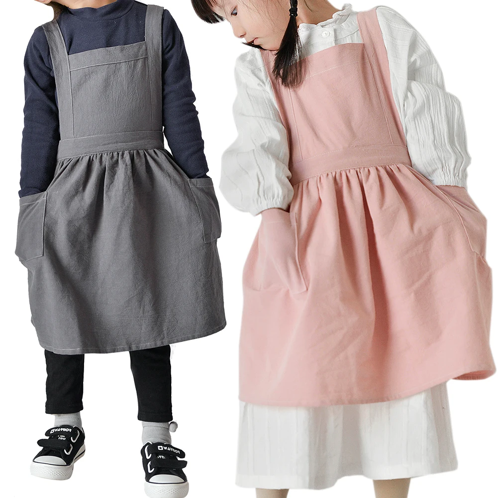 

90cm-120cm 110cm-140cm Children Front Pocket Bib Apron Kid Boys Girls Apron Kitchen Child Craft Hot Sale Toddler Clean Aprons