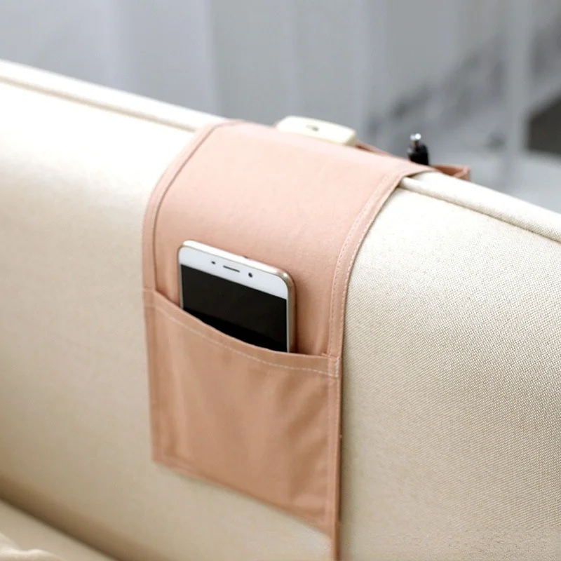 

Cotton Linen Bedside Storage Bag Organizer Bed Desk Bag Sofa TV Remote Control Hanging Bag Storage Organizer Bed Holder Pockets