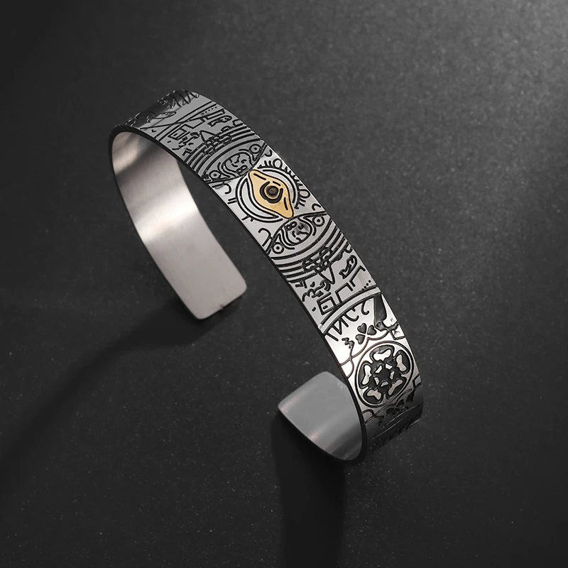 Стильный изысканный браслет из нержавеющей стали с изображением Божьих глаз